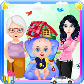 Grandmother Caring Baby icon