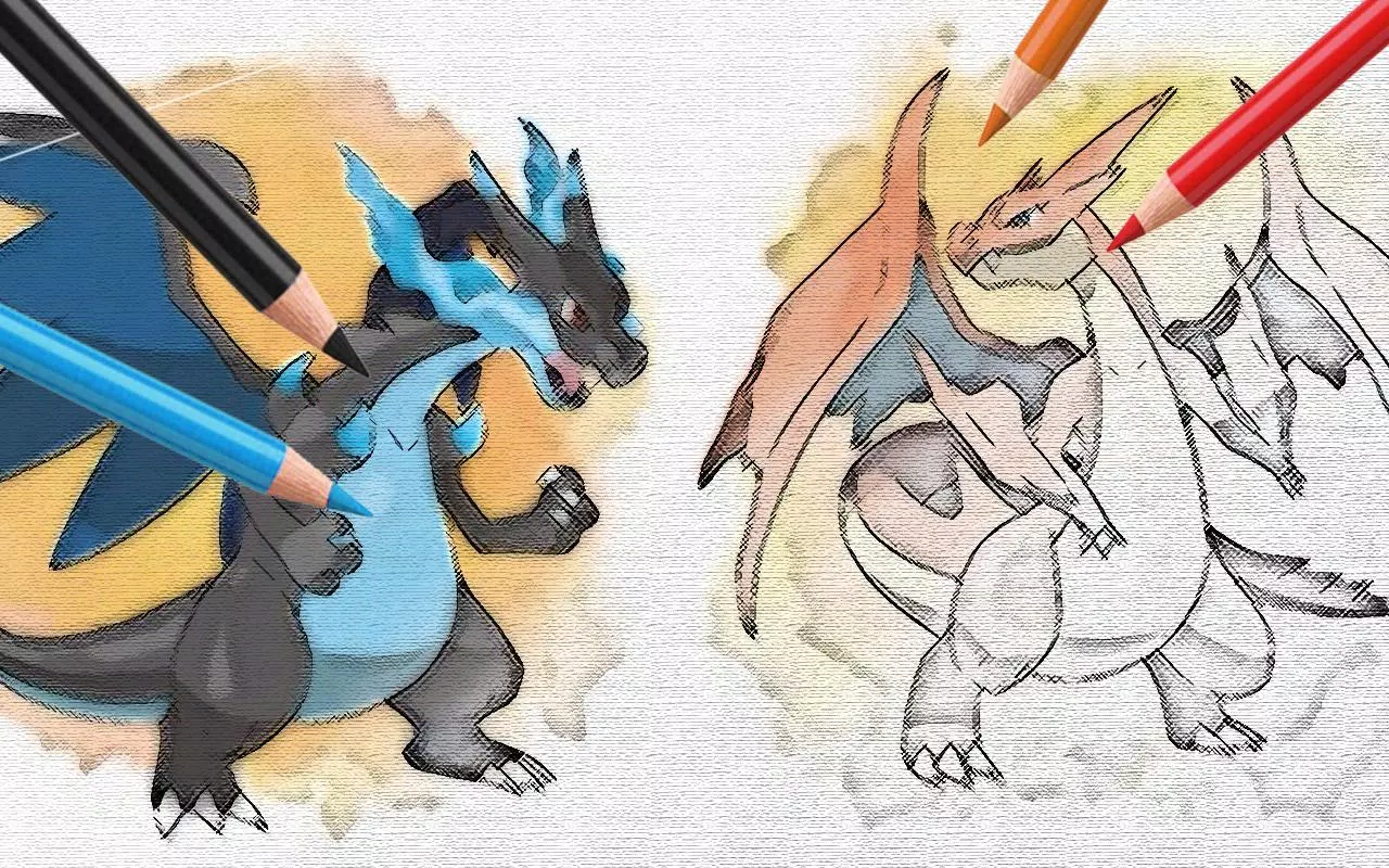 Mega X Charizard 6  Páginas para colorir gratuitas, Páginas para