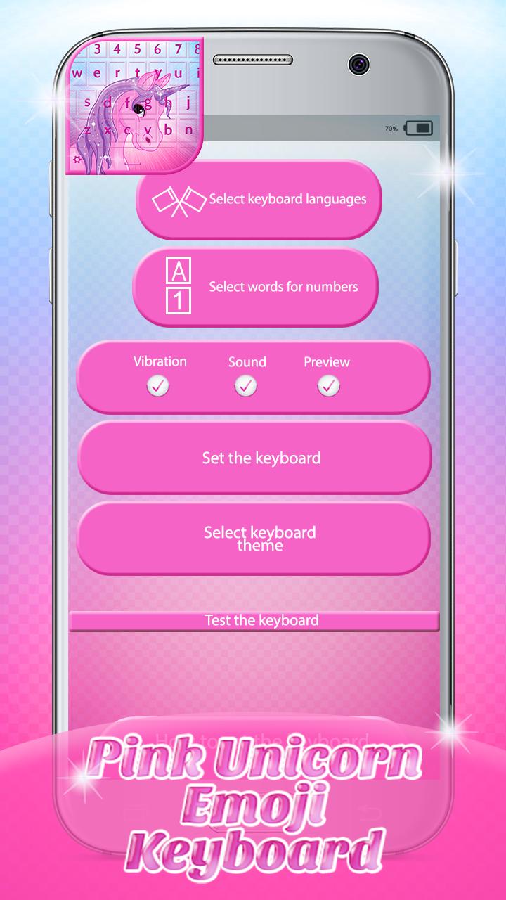 Android 用の ピンクユニコーン 絵文字キーボード壁紙 Apk をダウンロード