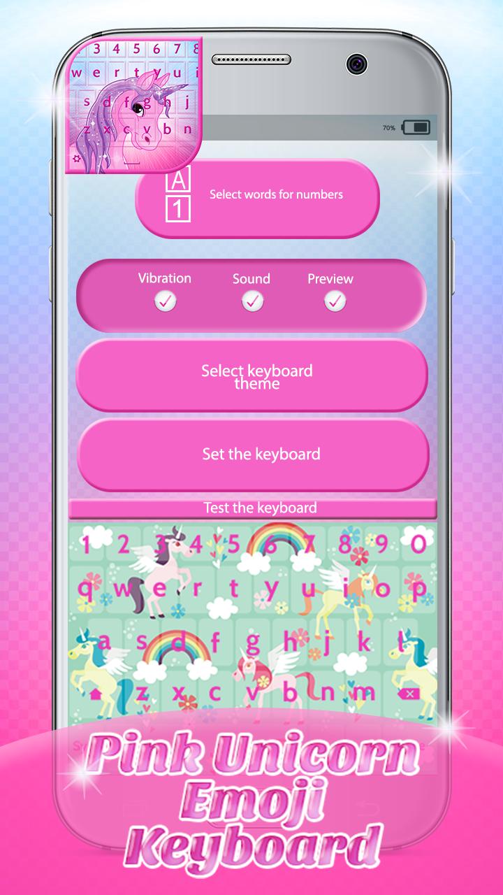 Android 用の ピンクユニコーン 絵文字キーボード壁紙 Apk をダウンロード