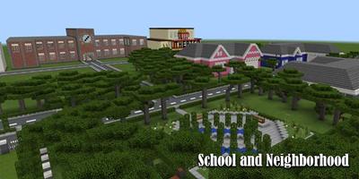 Map School and Neighborhood Minecraft Affiche