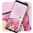 Pop Art Woman Girl Cyan Pink Hair Lock Screen