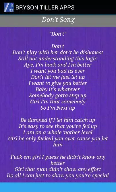 BRYSON TILLER Song Lyrics APK for Android Download