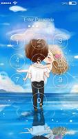 Cute Chibi Couple In Love Screen Lock 스크린샷 1