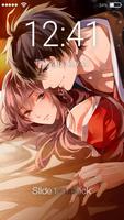 Love Couple Art In Anime Style Screen Lock Affiche