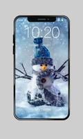 Poster Funny Snowman On Snowboard PIN Lock