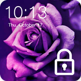 Purple Purple Flowers Roses Leaves PIN Lock icône