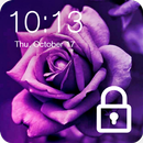 Purple Purple Flowers Roses Leaves PIN Lock-APK