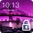 Purple Sky City Space Flowers Lock Screen Password ikona