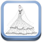 Sketch of Design of Bridal Gown icône