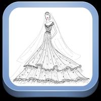 Sketch of Design of Bridal Gown Affiche