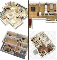 3D Small House Plans Idea plakat