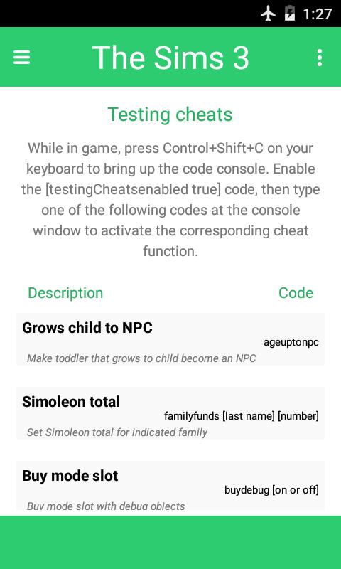 Cheat Codes For The Sims For Android Apk Download