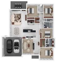 3D Modern Home Floor Plan Affiche