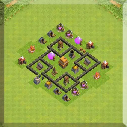 Map Clash Of Clans Town Hall 4 Town Hall 4 War Base Layout For Android - Apk Download