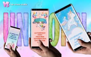 Invitacion de Cumpleaños Unicornio Poster