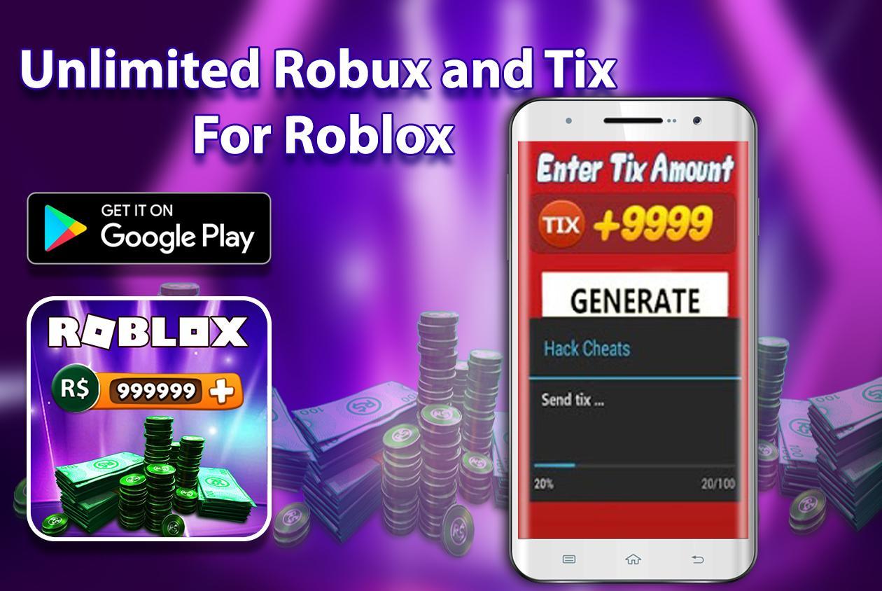 Unlimited Of Robux And Tix For Roblox Prank For Android Apk Download - roblox hack robux and tix download
