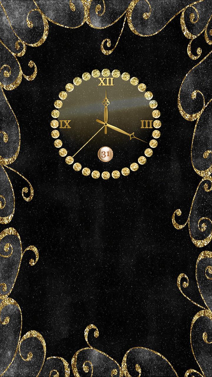 Android 用の ゴールド 時計 ウィジェット アナログクロック ライブ 壁紙 無料 アプリ Apk をダウンロード