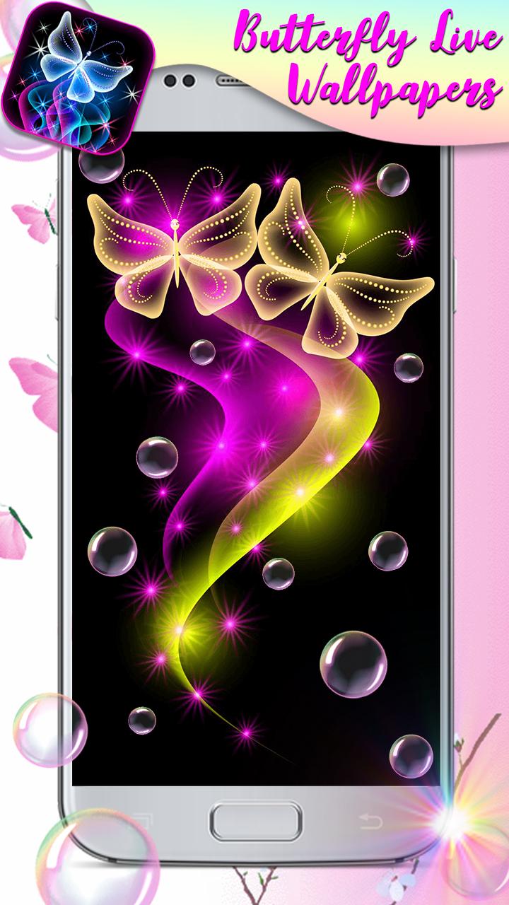 Android 用の ネオン 蝶 と キラキラ 背景 スマホ ライブ 壁紙 無料 アプリ Apk をダウンロード