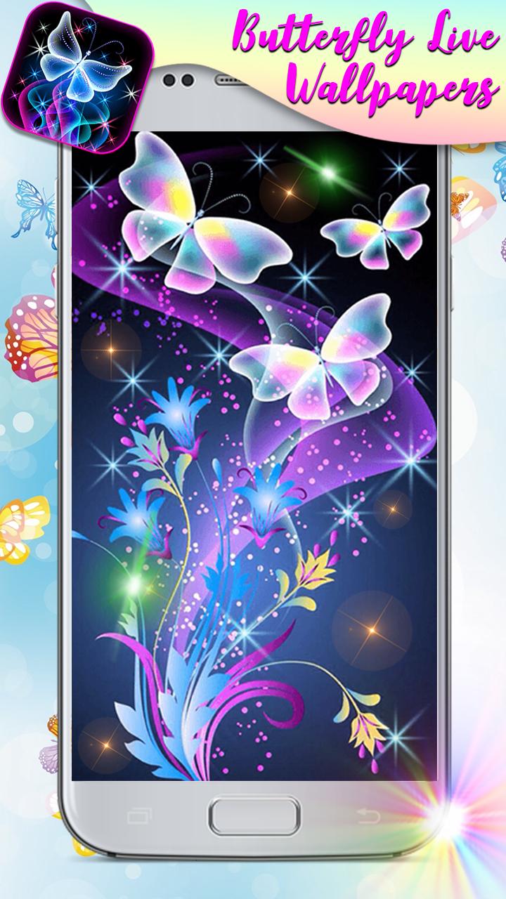 Android 用の ネオン 蝶 と キラキラ 背景 スマホ ライブ 壁紙 無料 アプリ Apk をダウンロード