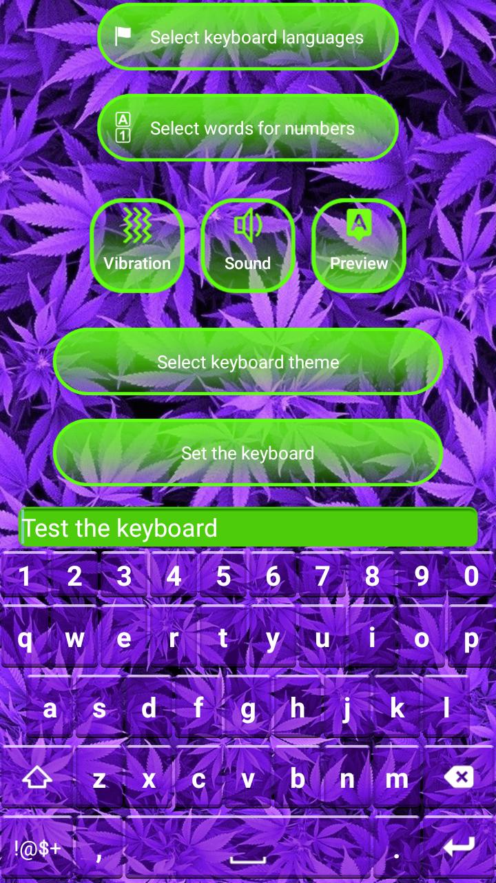 Android 用の 紫の 大麻 柄 の キーボード 背景 マリファナ キーボード テーマ アプリ Apk をダウンロード
