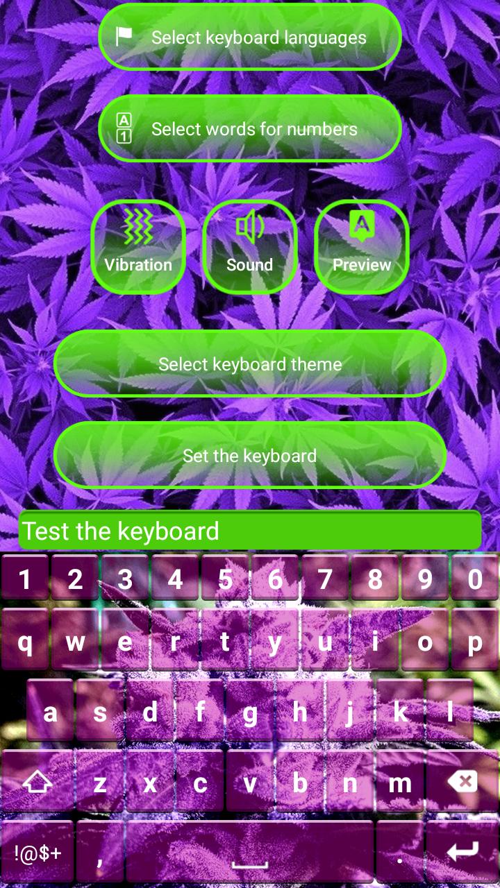 Android 用の 紫の 大麻 柄 の キーボード 背景 マリファナ キーボード テーマ アプリ Apk をダウンロード