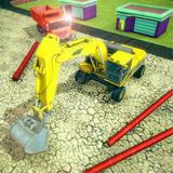 Nuevo edificio Construcción Pesado Excavador 3D icono