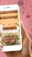 Vintage Flower Keyboard Themes With Emojis captura de pantalla 1