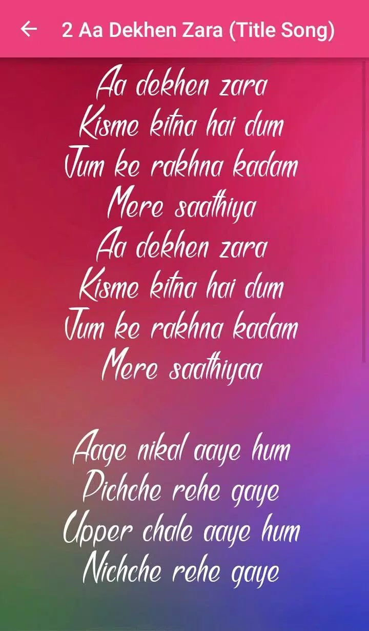Aa Dekhen Zara Songs Lyrics APK for Android Download