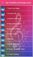 Top 10 Hindi Love Songs Lyrics capture d'écran 1