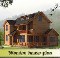 Wooden house plan Affiche
