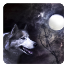 Loup et la lune Fond Animé icône