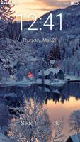 Christmas Village In Snow Screen Lock poster