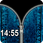zipper lock screen with clock-icoon