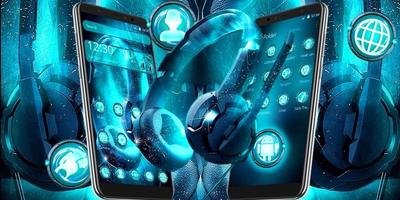 برنامه‌نما Blue Music Neon Theme عکس از صفحه