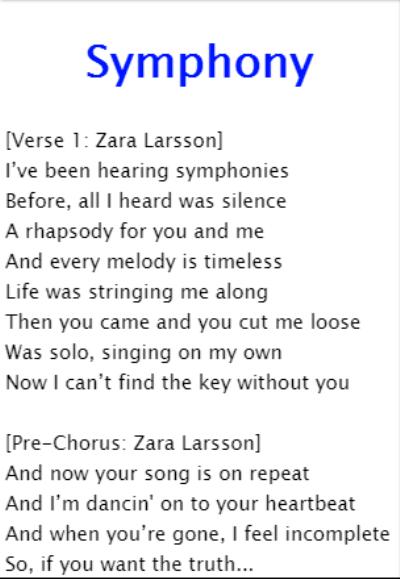 كروي قاتل قيلولة zara larsson symphony lyrics - dsvdedommel.com