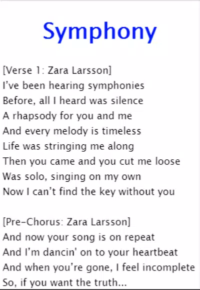 Lyrics Clean Bandit - Symphony feat. Zara Larsson APK for Android Download
