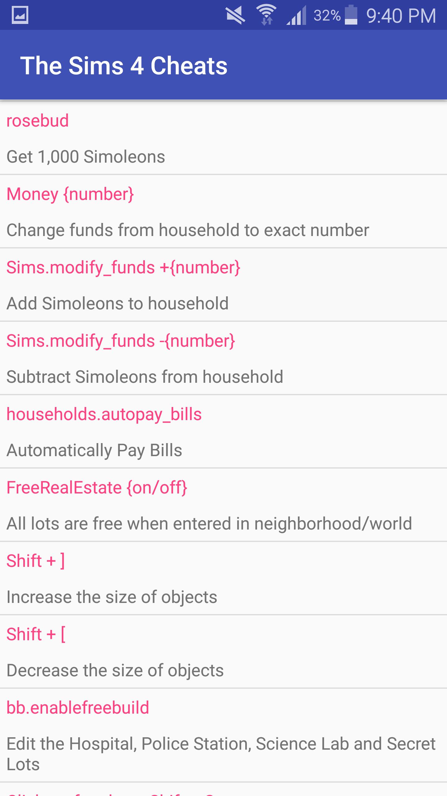 All Sims 4 Cheat Codes APK برای دانلود اندروید