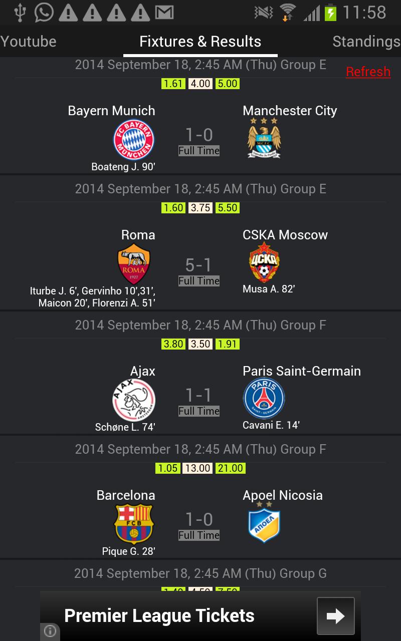 Uefa Champions League Fixtures Uefa Champions League Fixtures