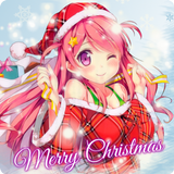 Cute Christmas Anime Girl Wallpapers HD icône