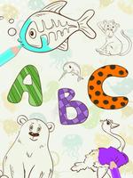 Apprendre l'alphabet - ABC Coloriage des animaux Affiche