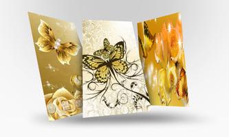 Rose Butterfly Gold Wallpapers capture d'écran 3