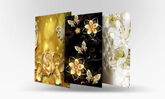 پوستر Rose Butterfly Gold Wallpapers