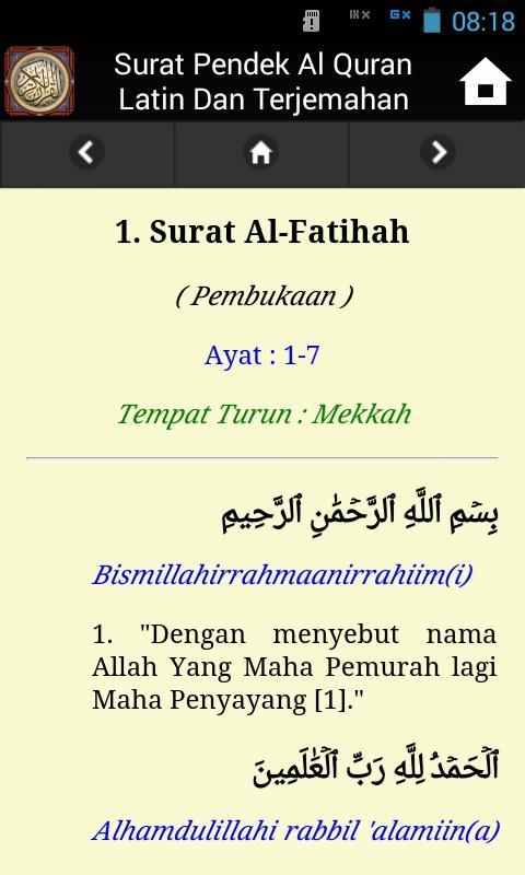 Surat Pendek Al Quran Latin Dan Terjemahan For Android Apk