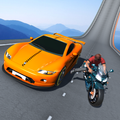auto vs. zwaar fiets racing