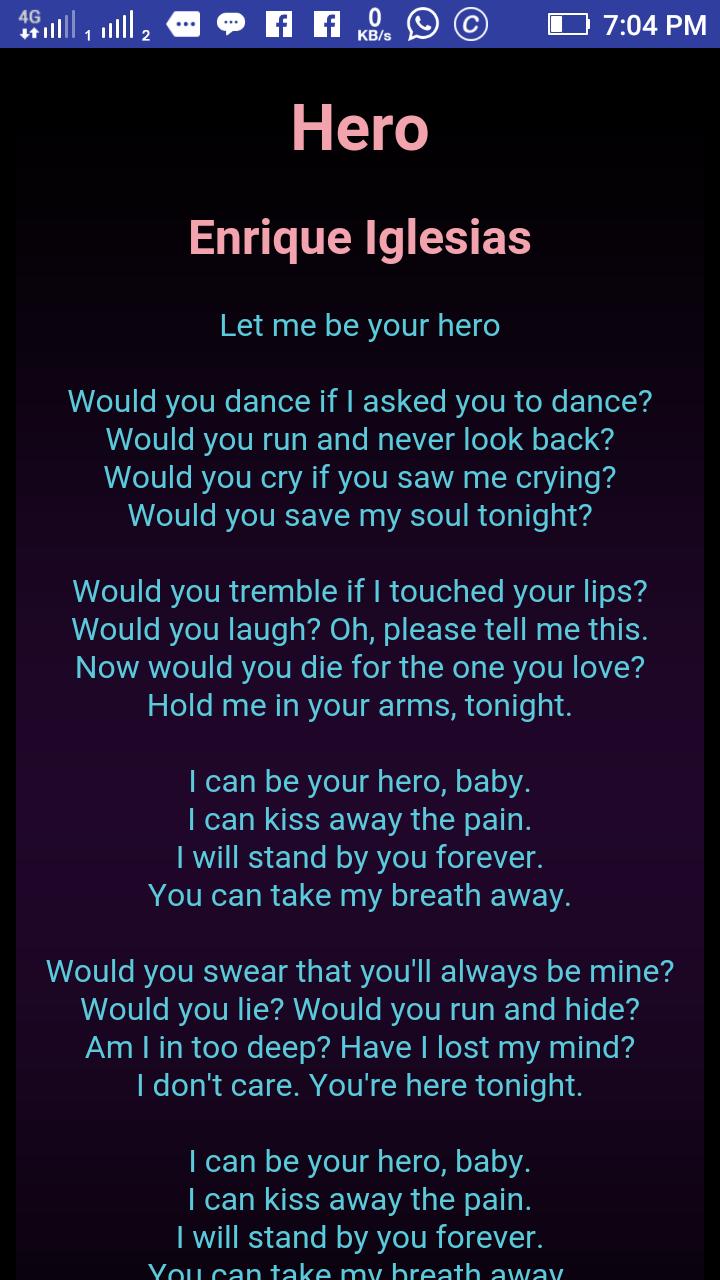 Lyrics Center Hero Enrique Iglesias Lyrics Download