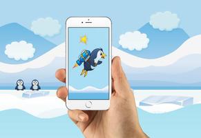 penguin Skating on ice ポスター
