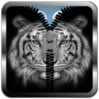 White Tiger Zipper Lock Screen icône