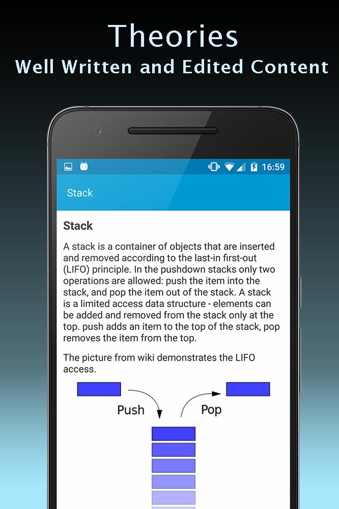 Алгоритмы Android приложение. Stack limit. Push allow
