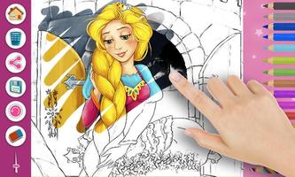 Rapunzel pages d'un livre à colorier Affiche
